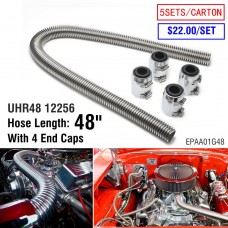 5SETS/CARTON Ultra Radiator Hose 48" With 4 End Caps Universal Stainless Steel Radiator Flexible Coolant Water Hose Kit UHR48 12256 EPAA01G48